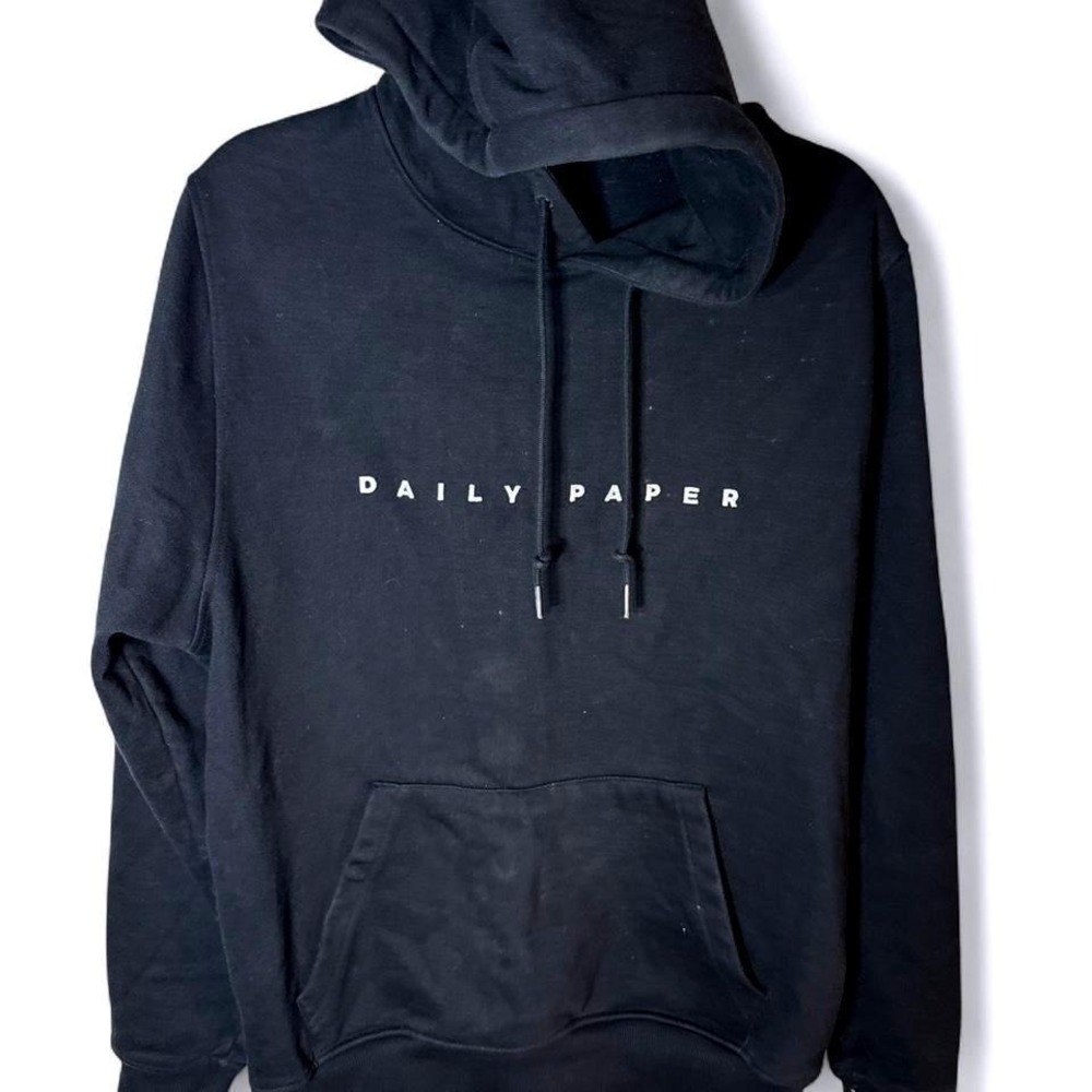 Daily Paper Mens Black Logo Embroidered Hoodie Sweatshirt Size M Streetwear